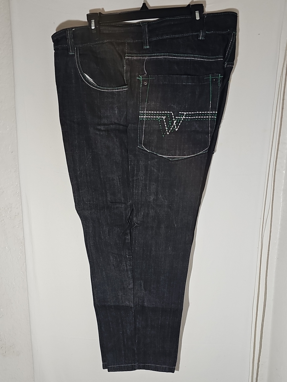 Slim Straight Men's Jeans in Black with Contrast Stitching
